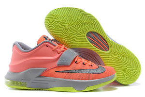 Nike Kevin Durant Sneakers KD 7 "DMV" Bright Mango with Space Blue/Light Magnet Grey/Volt Colors for Men