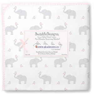 Фланелевая пеленка для новорожденного SwaddleDesigns PP Elephants/Chicks