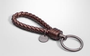 bottegaveneta ESPRESSO INTRECCIATO CERVO METAL KEY RING