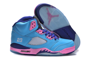 Womens New Sports Sneakers Nike Air Jordan V - Teal - Pink/Purple