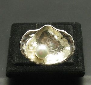 STERLING SILVER RING SOLID 925 SHELL PEARL