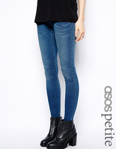 ASOS PETITE Jameson Low Rise Denim Jeggings In Mid Wash