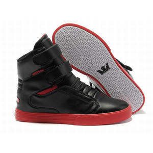 Men Red and Black High Supra Skate Shoes Tk Society