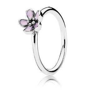 Pandora Кольцо с цветком из розовой эмали