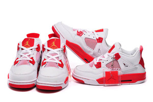 Michael Jordan 4 Retro PE Carmelo Anthony Female Sports Shoes in Red/White Colorway "Melo"