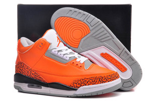 Mens Orange Grey White Michael Jordan Athletic Sneakers - Jordan Retro III (3)