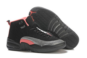 Retro 12 Nike Jordan Basketball Shoes New Colorways Black/Sirenred Pink Female Design