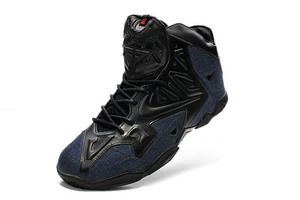 "Denim" EXT Nike LeBron XI 11 Mens Sneakers in Black Leather and Dark Blue Denim