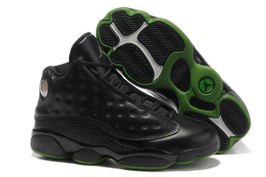 Women's Air Jordan 13-Black Green Shoes