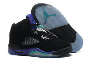 Retro Jordan V Black Grape Child Black/New Emerald - Grape Ice For Kids