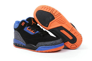 Air Jordan 3 Retro Kids Size Nike Sport Shoes in Royal Blue/Black/Orange