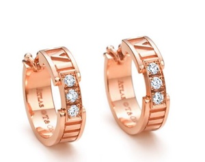 Серьги с бриллиантами розовое золото Tiffany