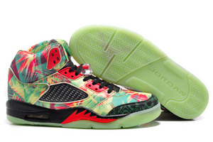 Nike Michael Retro 5 V Limited Edition Black Red Green Glow in the Dark Sneakers - Maple Leaf