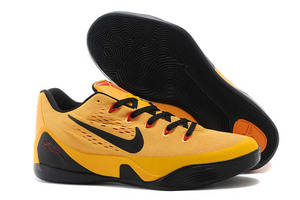 Nike Mens Kobe 9 IX University Gold/Black and Laser Crimson Sneakers "Bruce Lee" (Kung Fu)