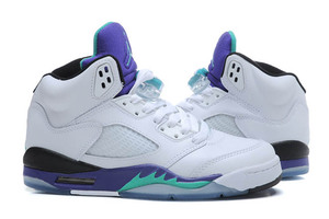 Women Size Inspired Colorways White/New Emerald & Grape Ice - Blue Nike Jordan 5 Sports Trainers