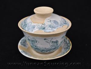 Gaiwan pu`er teaware shop: Hand-Painted Glaze on Clay Gaiwan "Awash".