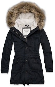 Parka Jacket With Faux Fur Hoodie Navy