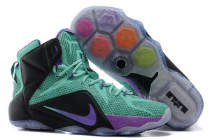 Brand Nike Air Max LeBron James 12 XII Black/Purple/Green Basketball Shoes Promotion