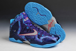 Buy Nike LeBron 11 "Summit Lake Hornets" Blue Silver Purple Mens Athletic Sneaker