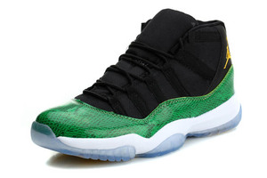 Air Jordan Retro 11 Green/Black/White "Green Snakeskin" High Shoes for Men