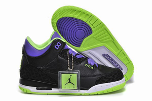 Jordan III "Joker" For Kids Black & Green - Court Purple Child Nike Sneakers