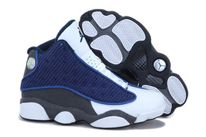 Nike Women Jordan 13 Retro Flint Grey and Navy Carolina Blue and Flint Grey and White Shoes