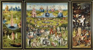 Хорошая, качественная репродукция триптиха "Сад земных наслаждений" Иеронимуса Босха.