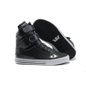 Supras TK Society Black/Anthracite High Tops Women Leather Skate Shoes