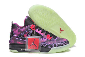 Jordan Brand Basketball Shoe for Women Air Retro 4 in Black/Purple Color With Glow in the Dark-Galaxy