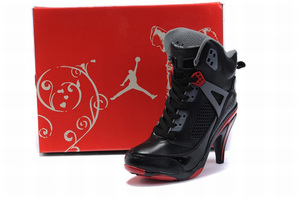 female jordan high heels shoes 3.5 black and red