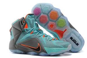 New Release Nike Air Zoom LeBron 12 Basketball Sneakers - Grey Orange Teal