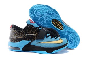 Nike KD 7 Metallic Gold/Black/Dark Turquoise/University Red Sneakers - "N7"