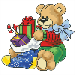 8661 Christmas bears Dimensions Мишка с мешком