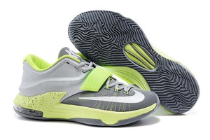 Zoom KD 7 Nike Brand Mens Kevin Durant Training Footwear in Colorway Electric Green and Grey