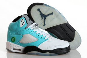 White with Black and Blue Womens Basketball Shoes-Air Jordan Retro 5 "Cool Summer Love"