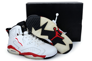 Women's Air Jordan 6-Retro White/Varsity Red-Black Shoes