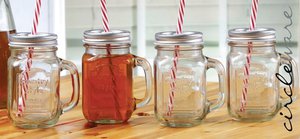 Country Style Old Fashion Mason Jar Mugs with Straw and Lid