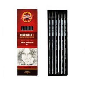 KOH-I-NOOR PROGRESSO GRAPHITE PENCILS 8B-6B-4B-2B-HB-AQUARELL
