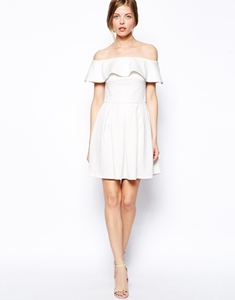ASOS | ASOS Texture Ruffle Bardot Skater at ASOS