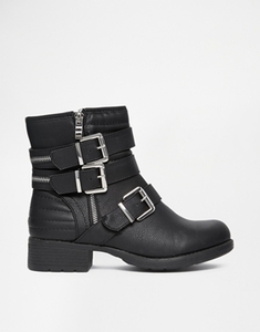 New Look | New Look Exeter Buckle Biker Boots at ASOS