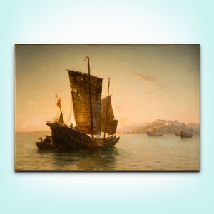 Chinese Boat at the Bay of Ding Hae  by: Zuber, Henri