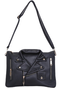 Black With Zipper Cloth Shape Shoulder Bag - Sheinside.com