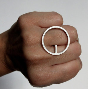 Contemporary handmade ring "OQ" in silver