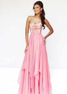 SH 1924 Coral Strapless Embroidered Dress