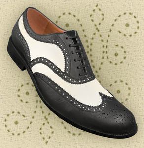 Aris Allen Men's 1950s Black and White Wingtip Dance Shoe