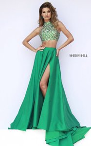 Two-Piece Emerald Sequins Prom Gown Sherri Hill 32020