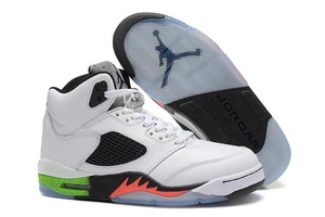 "Infrared/Poison Green" Air Jordan 5 White/Black Sneakers 31094