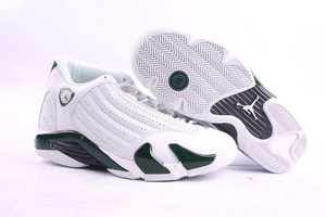 Cheap Nike Air Jordan 14 White DarkGreen Mens Retro Shoes