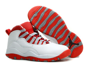 Air Jordans 10 X Retro Mens Sneakers White Varsity Red Light Steel Grey