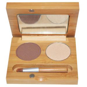 Suncoat, Duo Mineral Eye Shadow With Organic Bamboo Silk, Coffee & Cream